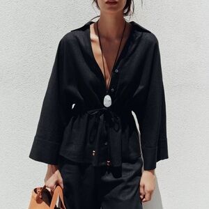 Zara NWT Black Line Top